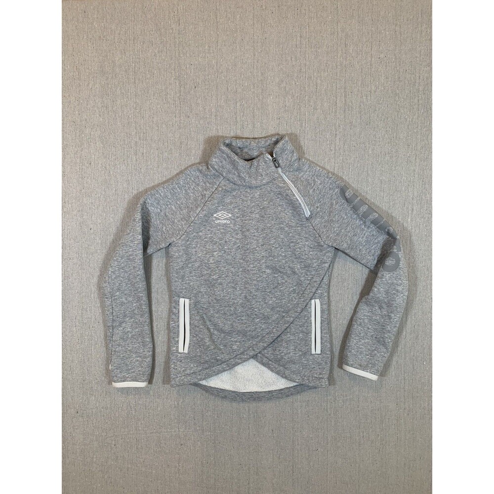 Cute Umbro Girls Size S (6/6x) Warmup Sweatshirt Gray Pockets Thumb Holes